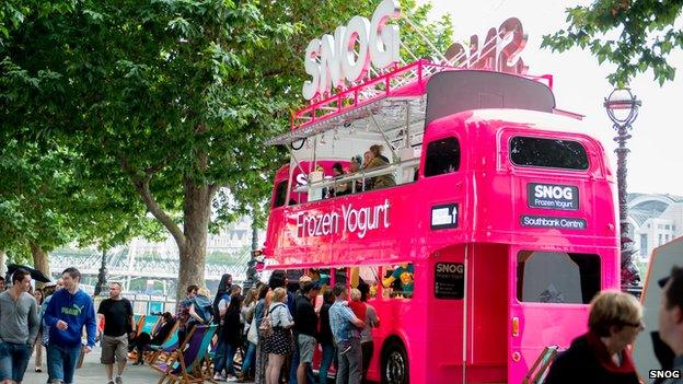 Snog's double decker bus on Southbank