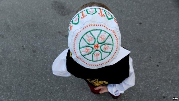 A child at a mosque in Kosovo