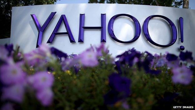 A Yahoo sign at its headquarters in California.