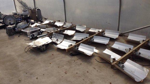 Some of the lighting equipment seized by police from the drugs trade in County Down