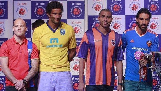 From left to right: Freddie Ljumgberg, David James, David Trezeguet, Robert Pires will be taking part in the Indian Super League