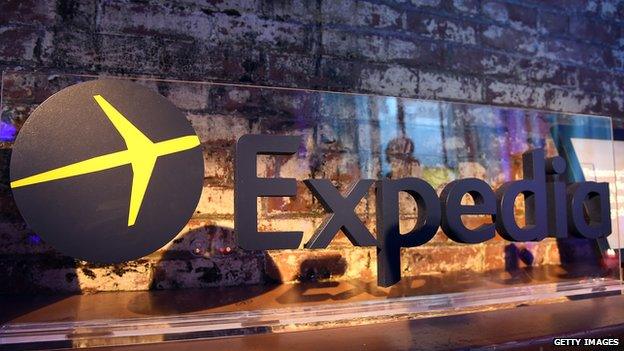 Expedia logo on display in New York City