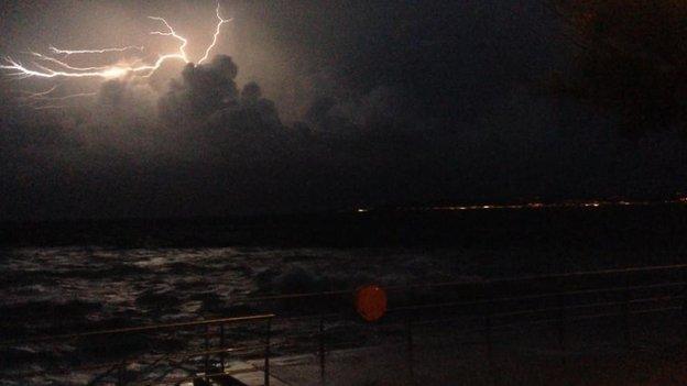 A storm over Swansea Bay