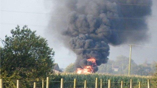 Smoke seen from a garden on Moulton Chapel, Weston Hills