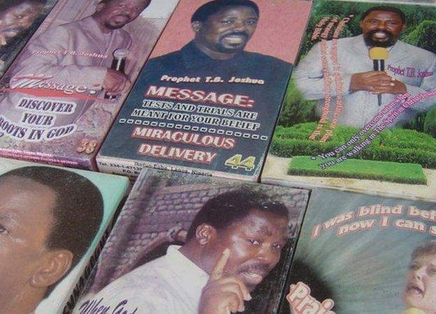 Books by TB Joshua in undated photo.