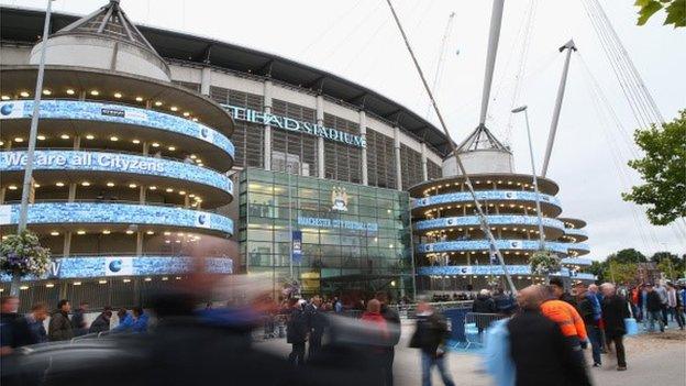 General view of the Etihad Stadium in Manchester, 2014