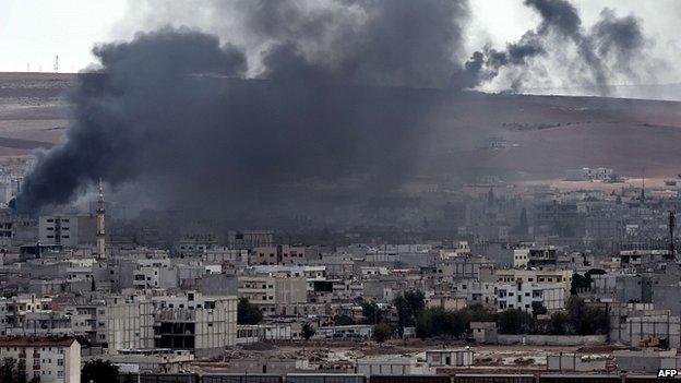 Smoke over Kobane. 9 Oct 2014