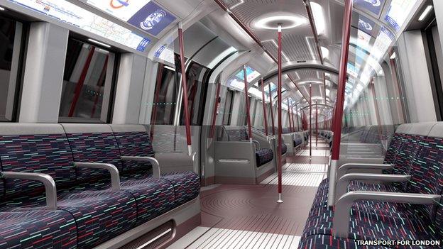 Interior shot of the Tube train