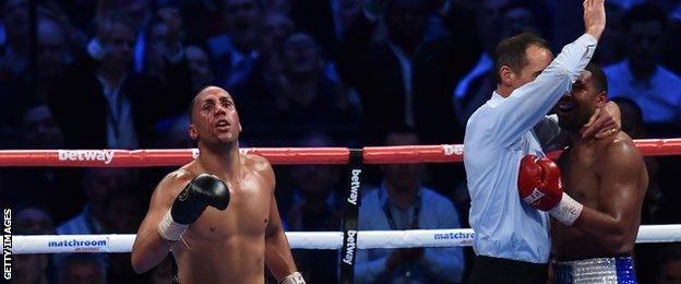 James DeGale celebrates his victory over Brandon Gonzales in May