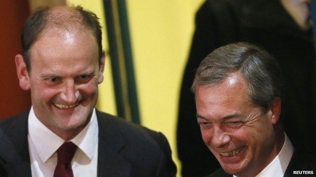 Douglas Carswell and Nigel Farage at the count in Clacton