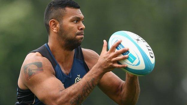 Kurtley Beale in training for Australia