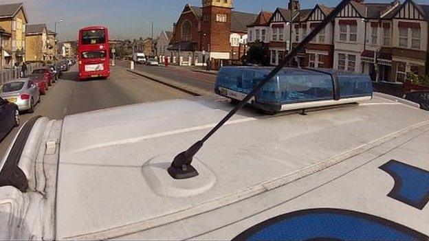 View of police van from roof