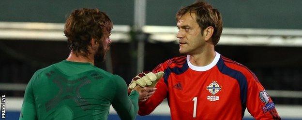 Pat McCourt was unable to repeat his two-goal salvo against the Faroes the last time the sides met in Belfast but Roy Carroll made a fine penalty save