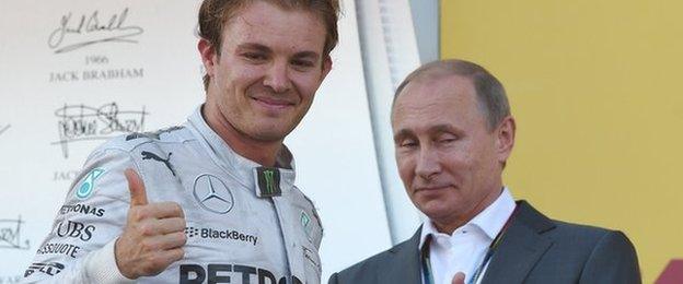 Nico Rosberg (left) and Vladimir Putin