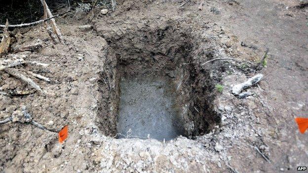 View of a grave in Pueblo Viejo, in the outskirts of Iguala, Guerrero state, Mexico, on October 6, 2014