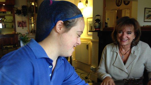 Rosa and her daughter Domenica at the pub where Domenica works