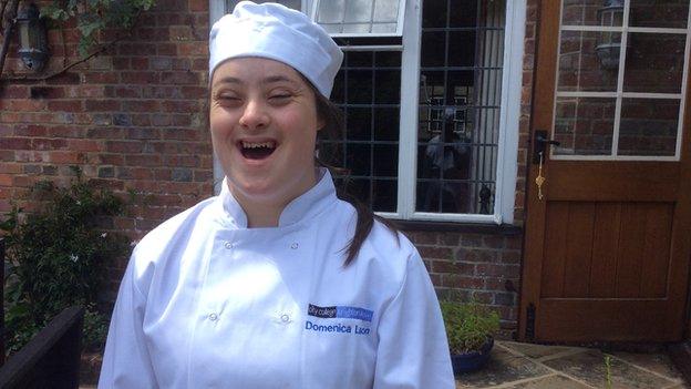 Domenica in her catering outfit.