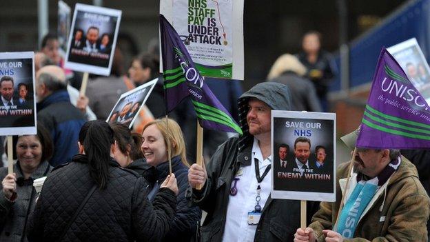 Striking NHS staff at Royal Liverpool Hospital