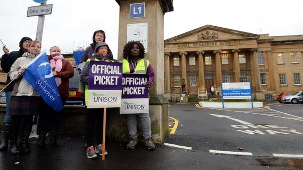 Picket line at Royal Berkshire Hospital