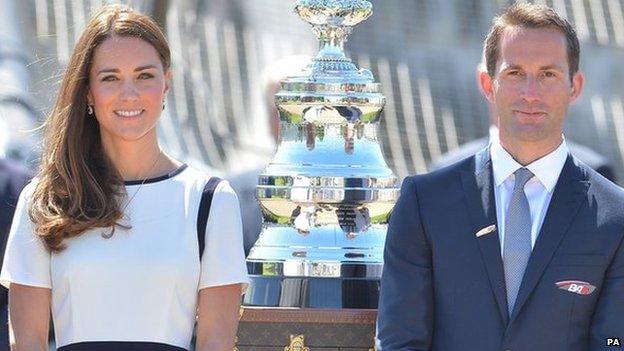 Catherine, Duchess of Cambridge (left) and Olympic gold medallist Sir Ben Ainslie