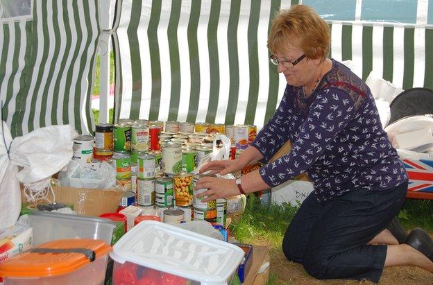 A protester organises food supplies