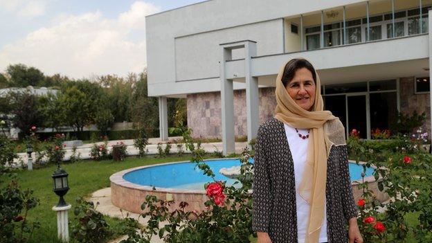 Mrs Ghani in the gardens of the Presidential palace