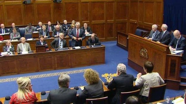 Peter Robinson in assembly chamber