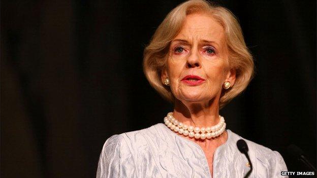 The Australian Governor General Quentin Bryce makes a speech during her farewell reception at Parliament House on 25 March 2014 in Canberra, Australia.