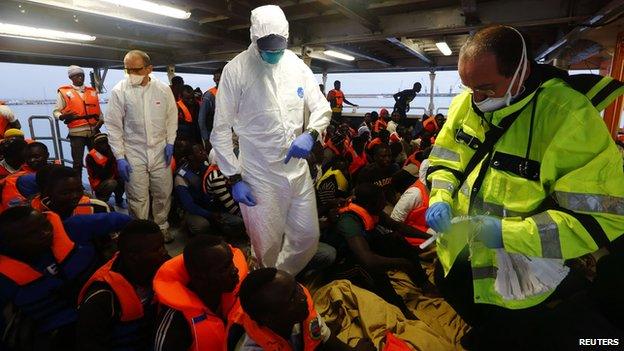 Migrants picked up off Libya, 5 Oct 14