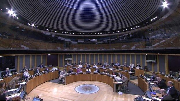 The Senedd debating chamber