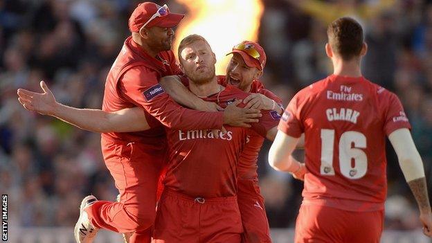 Andrew Flintoff playing for Lancashire