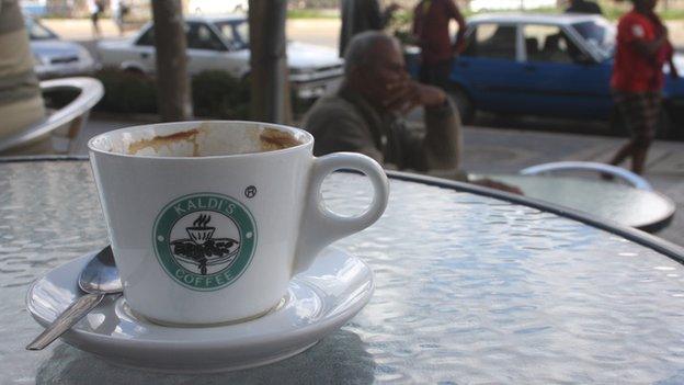 A mug at one of Kaldis Coffee's Addis Ababa branches