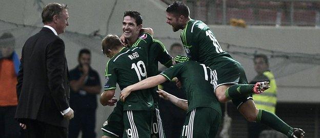 Northern Ireland players celebrate