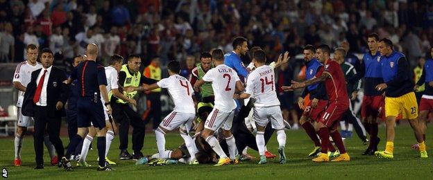 Serbia-Albania game abandoned