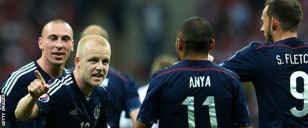 Steven Naismith celebrates his goal against Poland