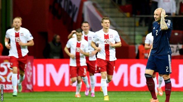 A bad touch from Alan Hutton led to the first goal for Poland