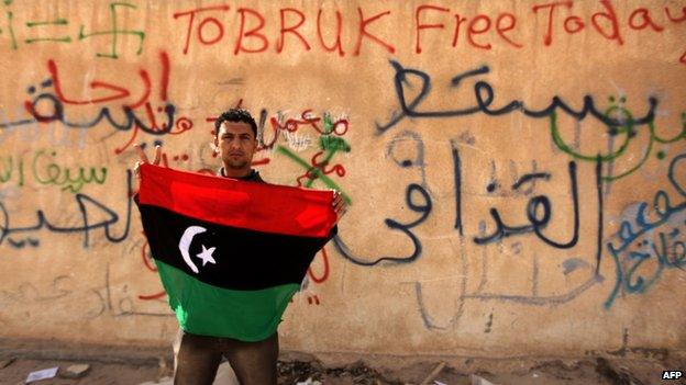 Anti-government protester in Tobruk, February 2011