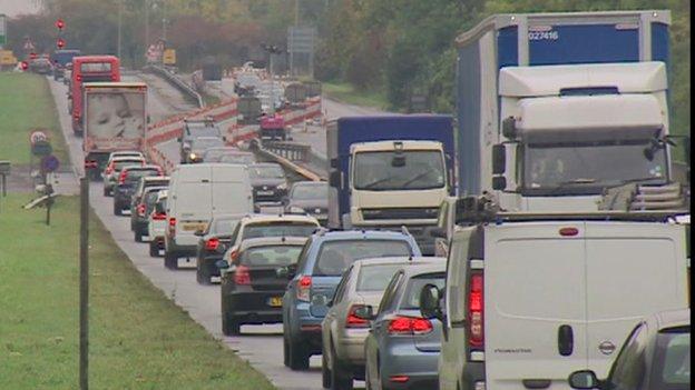 Traffic on the southern bypass during roadworks