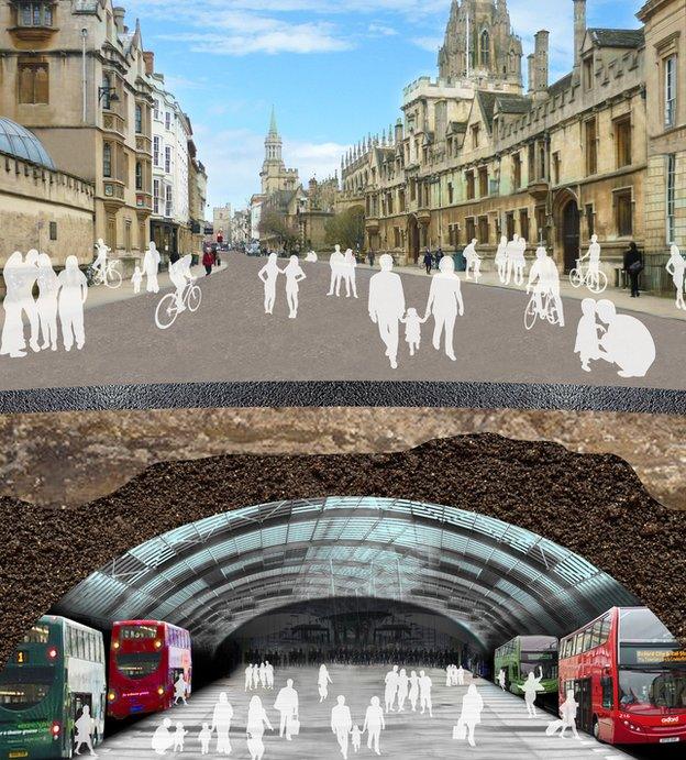 Bus tunnel under Oxford high street