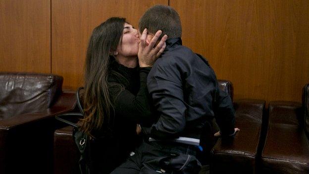 Reunion at airport in Kosovo, 15 Oct 14