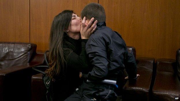 Reunion at airport in Kosovo, 15 Oct 14