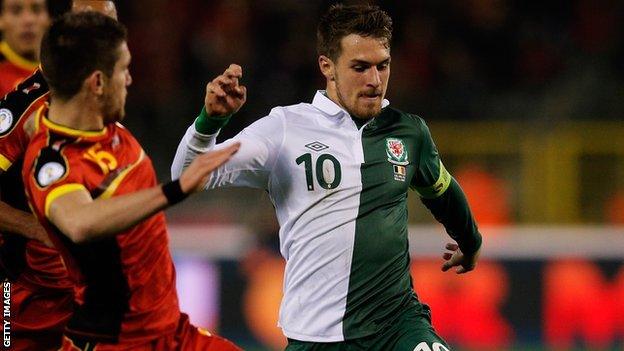 Aaron Ramsey takes on Belgium in October, 2013