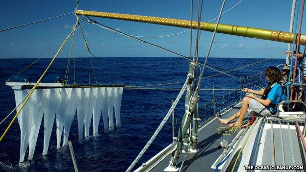 Boyan Slat testing out equipment at sea