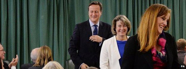 David Cameron with the two contenders to be Tory candidate in Rochester and Strood