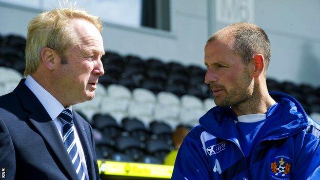 Kilmarnock chairman Michael Johnston (left) and manager Allan Johnston