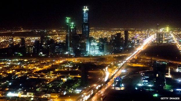 The skyline of Riyadh, Saudi Arabia