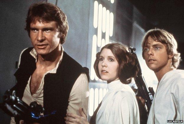 Harrison Ford, Carrie Fisher, and Mark Hamill in Star Wars