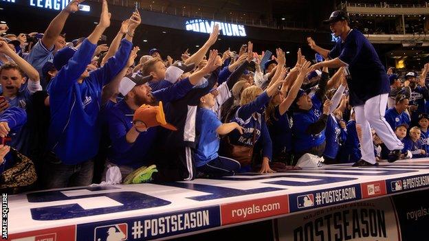 Kansas City Royals celebrate making it to the World Series