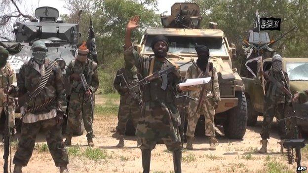 A screengrab taken on July 13, 2014 from a video released by the Nigerian Islamist extremist group Boko Haram and obtained by AFP shows the leader of the Nigerian Islamist extremist group Boko Haram, Abubakar Shekau