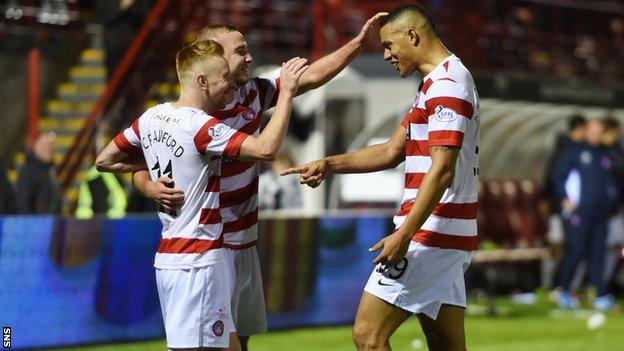 Hamilton Academical players celebrating